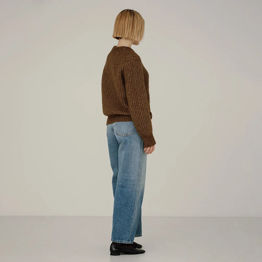 Bare Knitwear Woman Cora Crew Neck Sweater Sap Brown