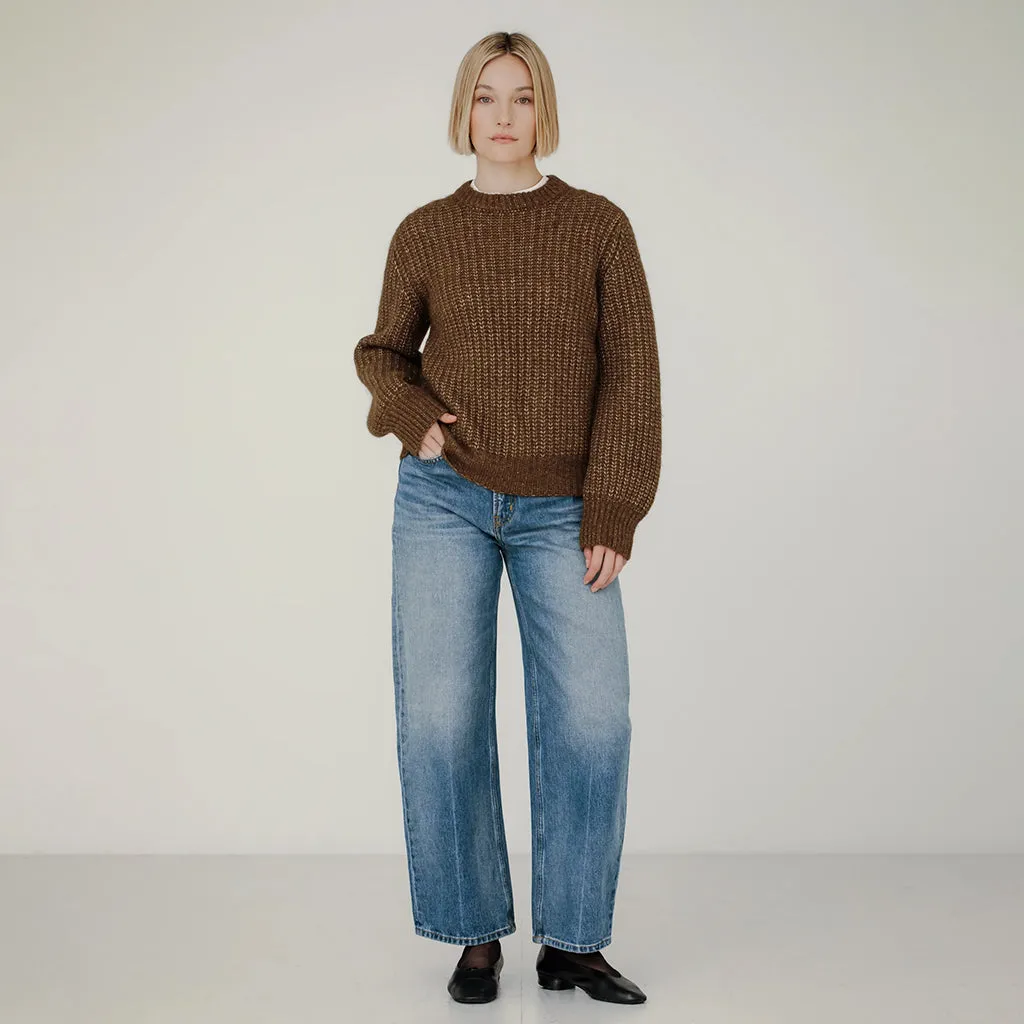 Bare Knitwear Woman Cora Crew Neck Sweater Sap Brown