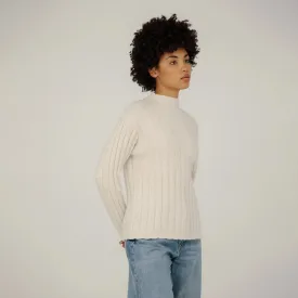 Bare Knitwear Woman Demi Mock Neck Sweater Ivory Cream