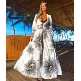 Chiffon Eye Beach Long Sleeve Cover Up