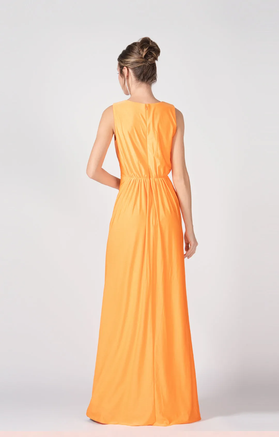 Deep V-Neck Twist-Front A-Line Split Dresses