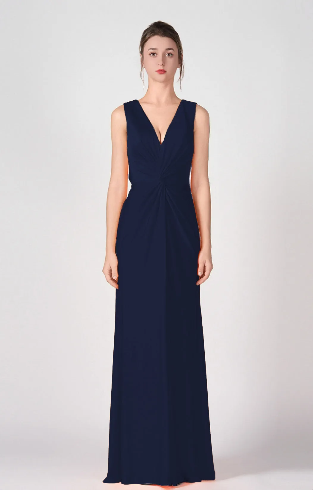 Deep V-Neck Twist-Front A-Line Split Dresses