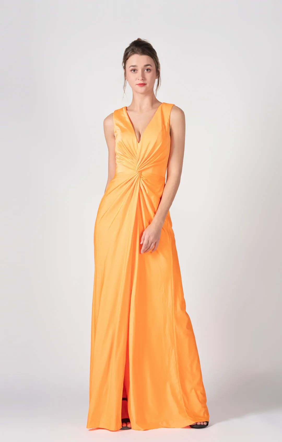 Deep V-Neck Twist-Front A-Line Split Dresses
