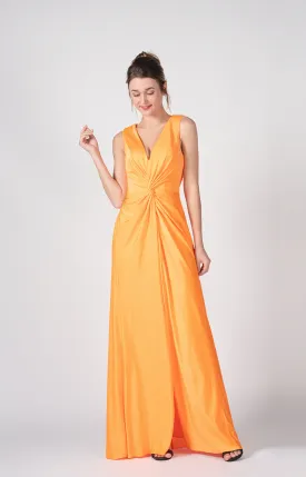 Deep V-Neck Twist-Front A-Line Split Dresses