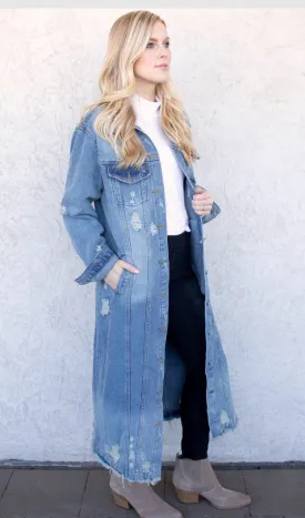 Distressed Jean Duster/Coat