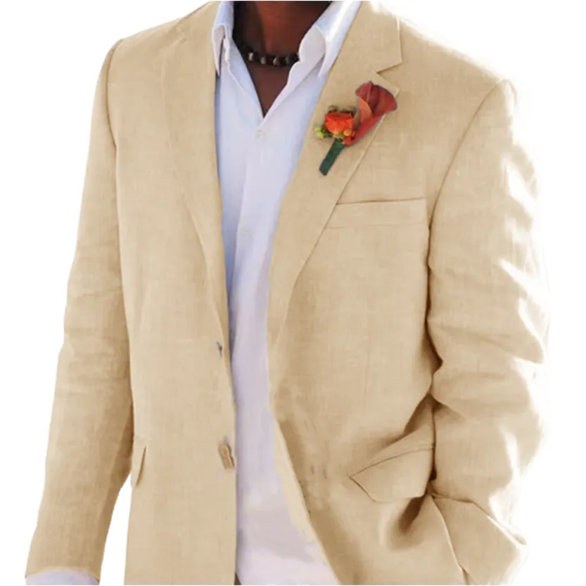 Funki Buys | Suits | Men's 2 Pcs Linen Beach Wedding Suit