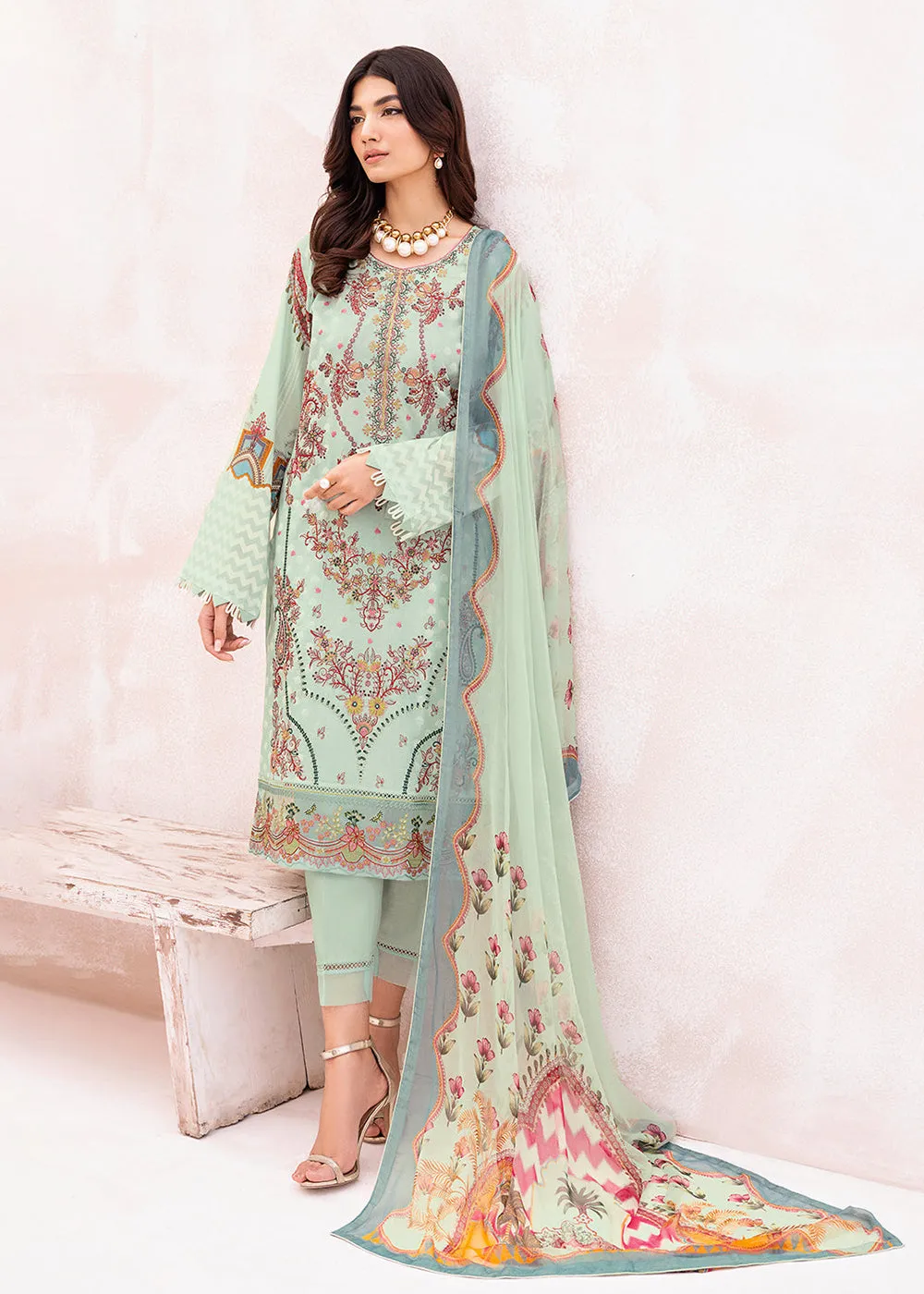 Green Pakistani Salwar Suit - Ramsha Mashaal Collection Vol 7 - #L-708