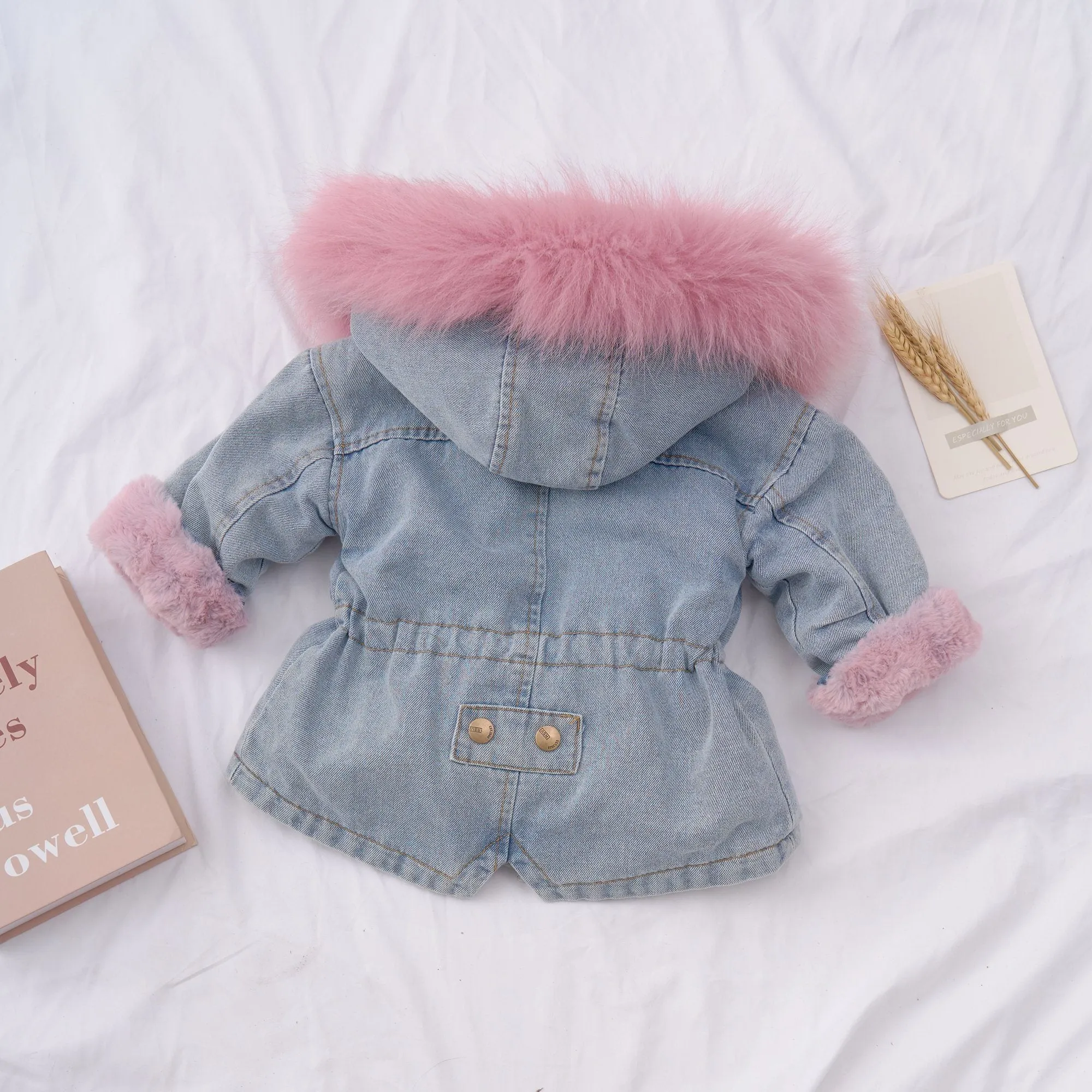 Holly Oversized Denim Fur Hooded Winter Coat Jacket