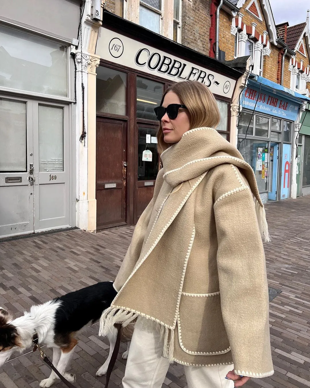 Hot Sale 49% OFFWomens Tassel Scarf Tweed Coat