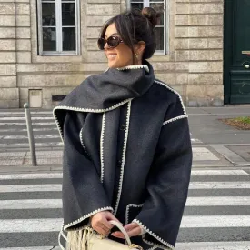 Hot Sale 49% OFFWomens Tassel Scarf Tweed Coat