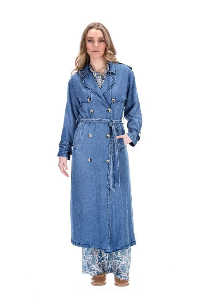 Jaimie Trench Coat Denim Lyocell