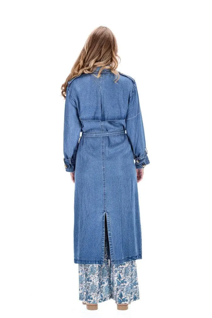 Jaimie Trench Coat Denim Lyocell