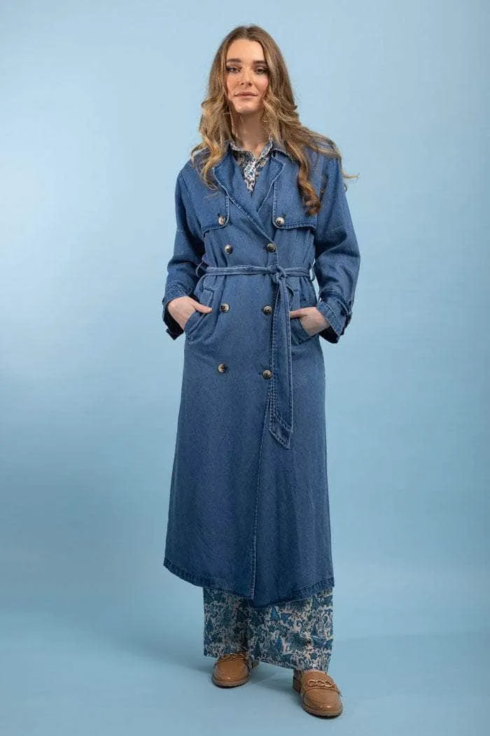 Jaimie Trench Coat Denim Lyocell