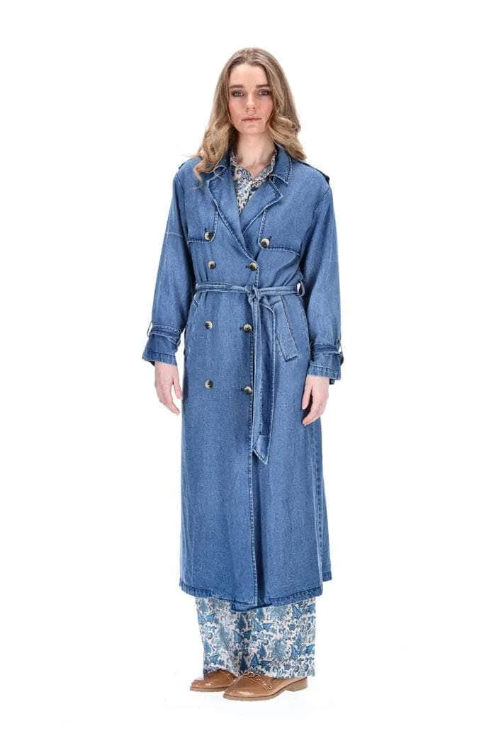 Jaimie Trench Coat Denim Lyocell