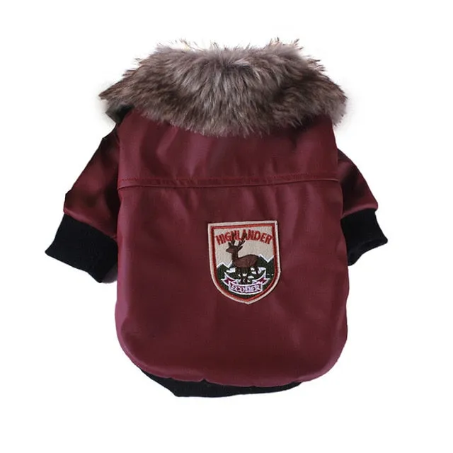 Leather Winter Fur Coat Warm Fleece Lining For Small Dogs
