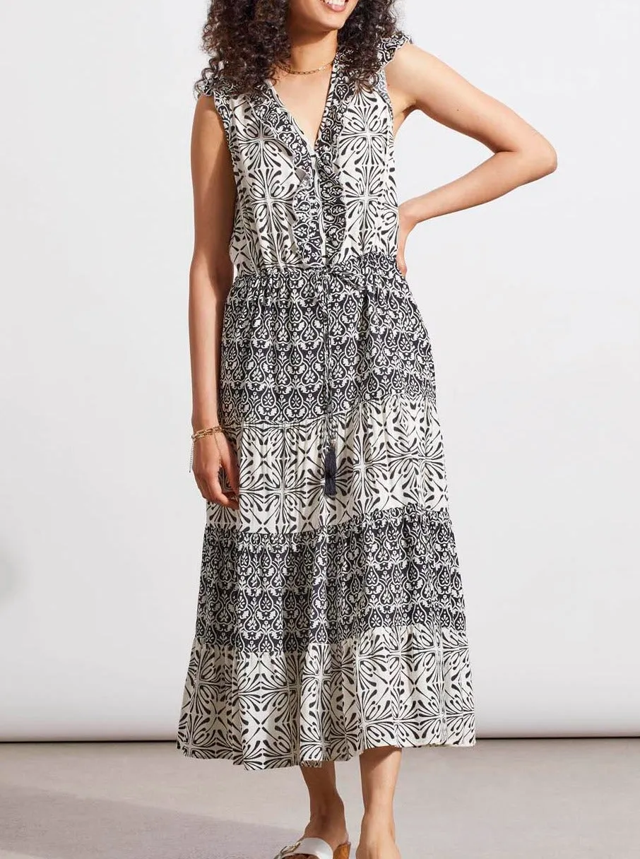 Lined Combo Print Dress [Black-888O]