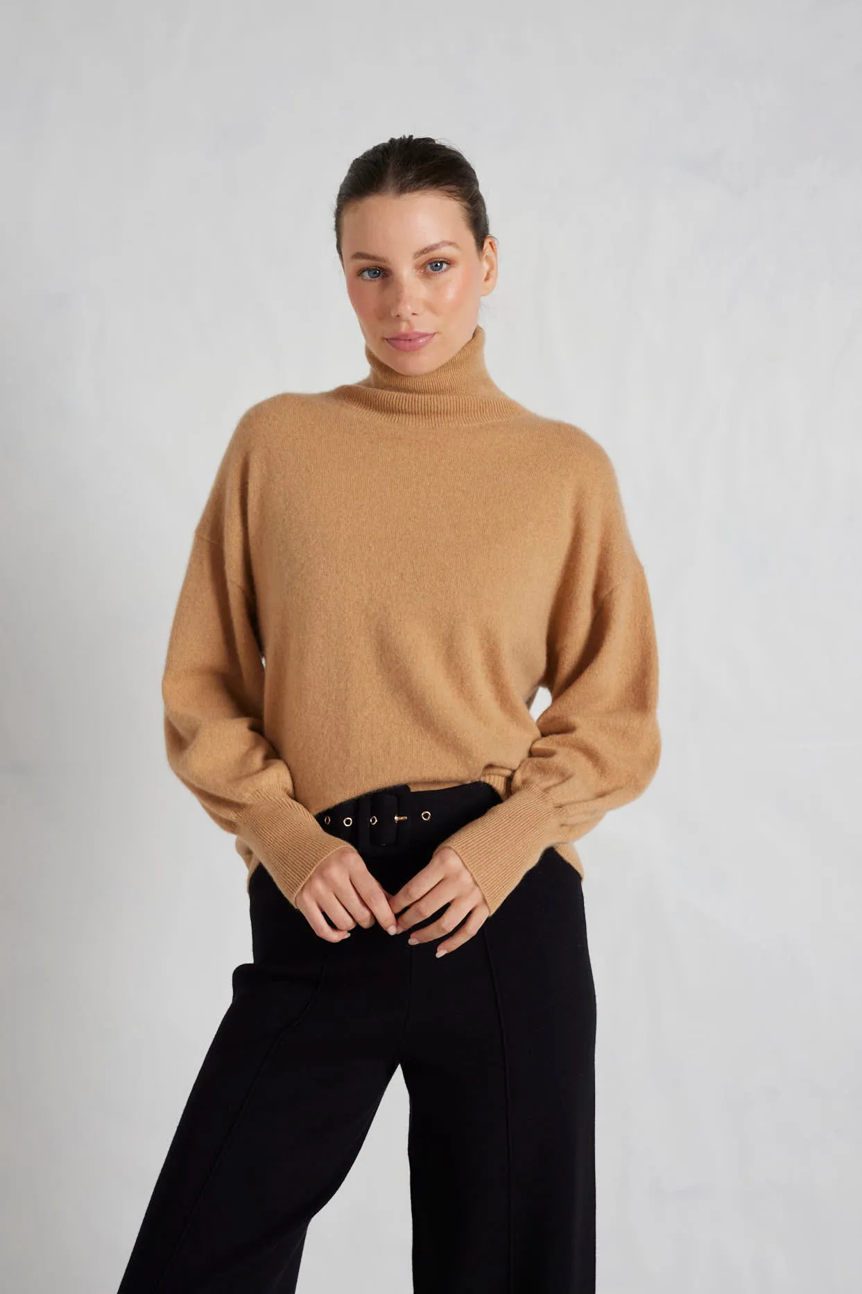 Opera Cashmere Polo Sweater in Desert Mirage