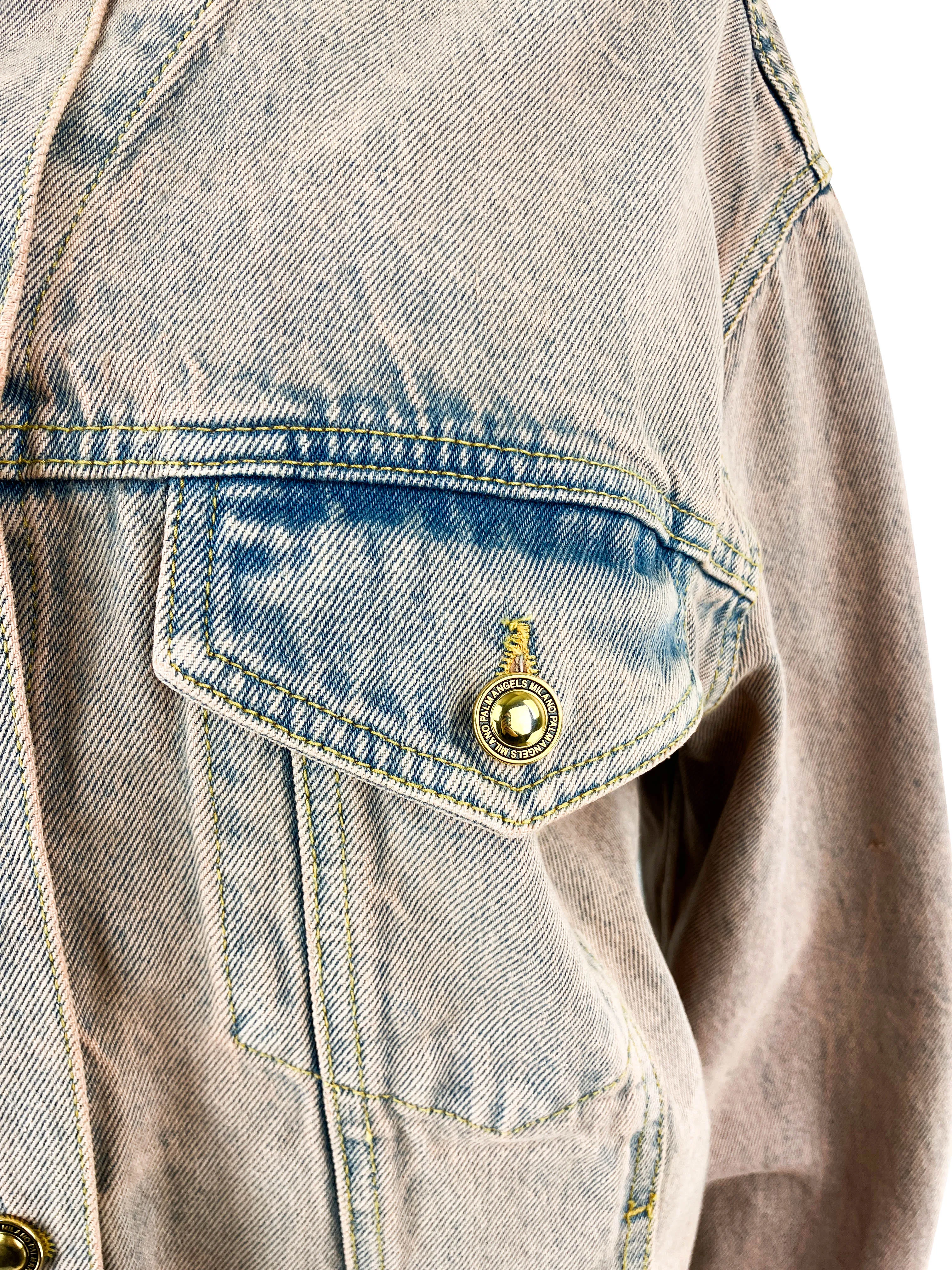 Palm Angels Overdye Logo Denim Jacket in Pink