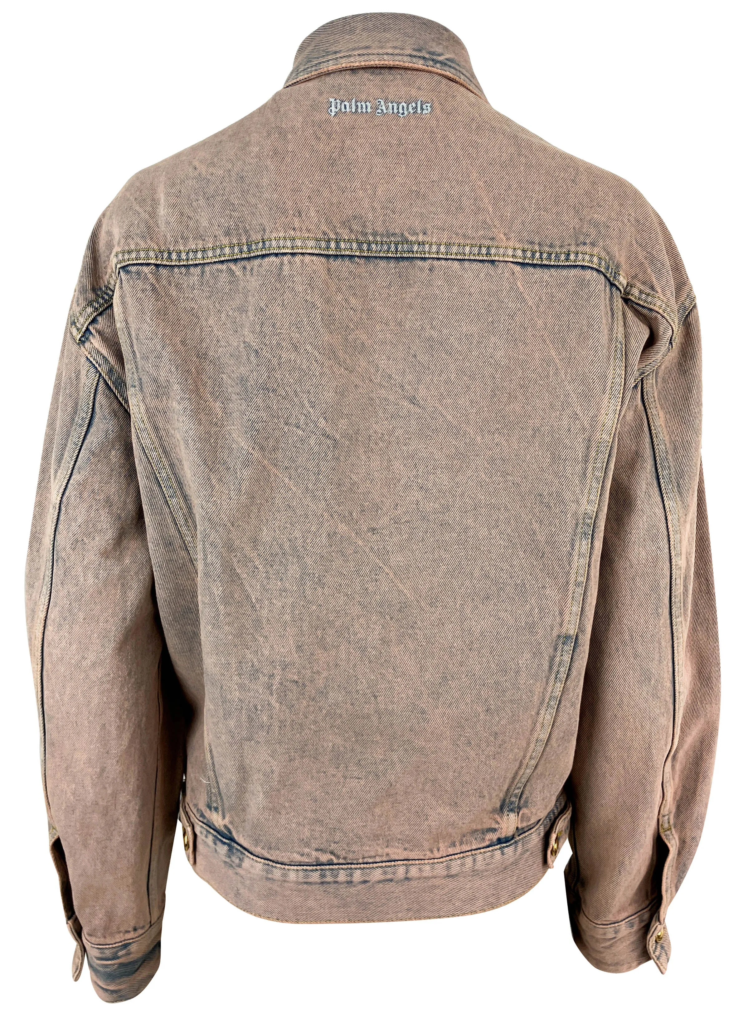 Palm Angels Overdye Logo Denim Jacket in Pink