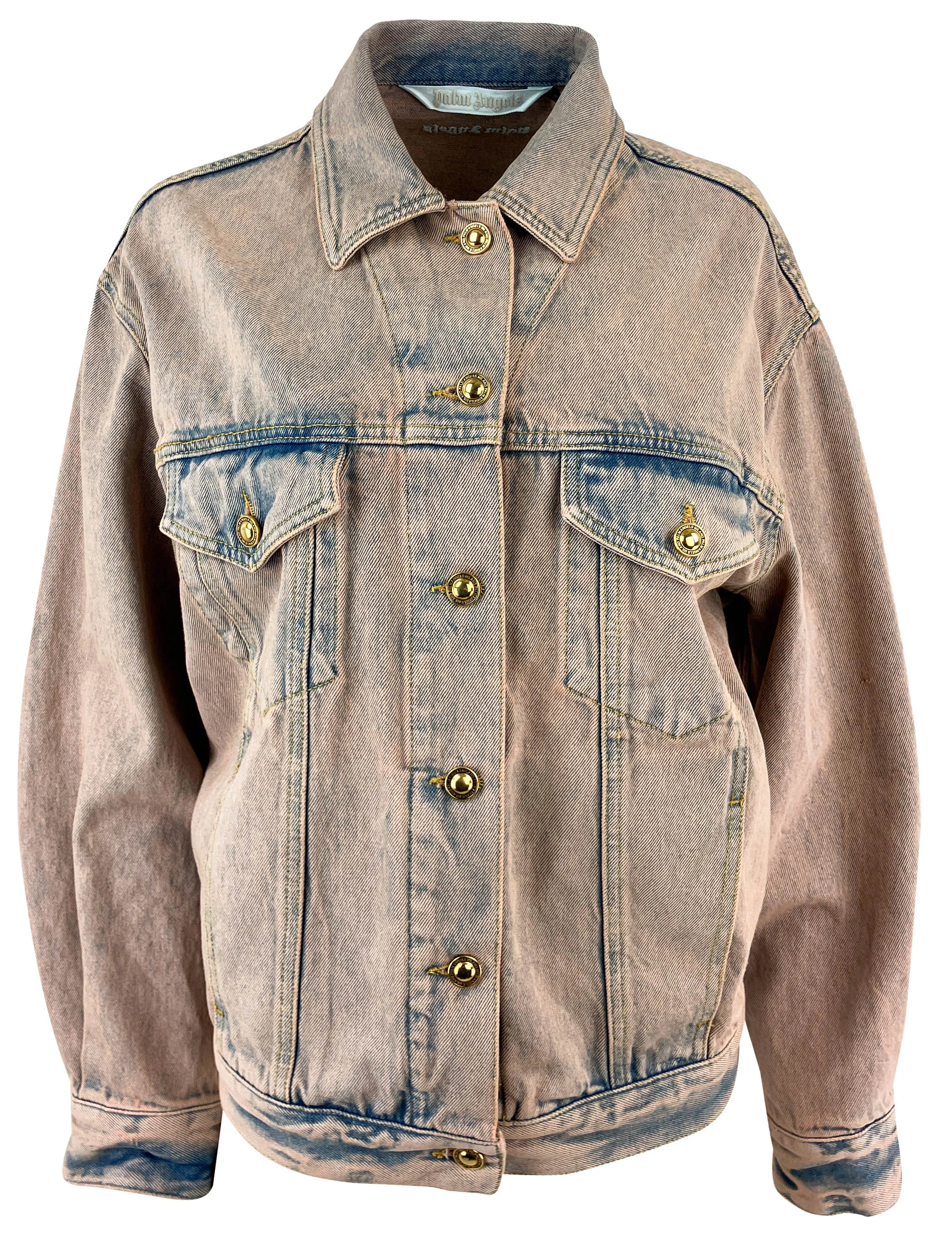 Palm Angels Overdye Logo Denim Jacket in Pink