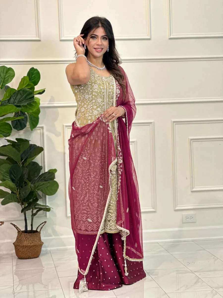 Parakeet Green Ladies Suit with Raspberry Pink Pant