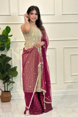 Parakeet Green Ladies Suit with Raspberry Pink Pant