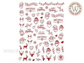 Red Holographic Christmas Adhesive Nail Art Sticker - 1 pc (CB-147RH)