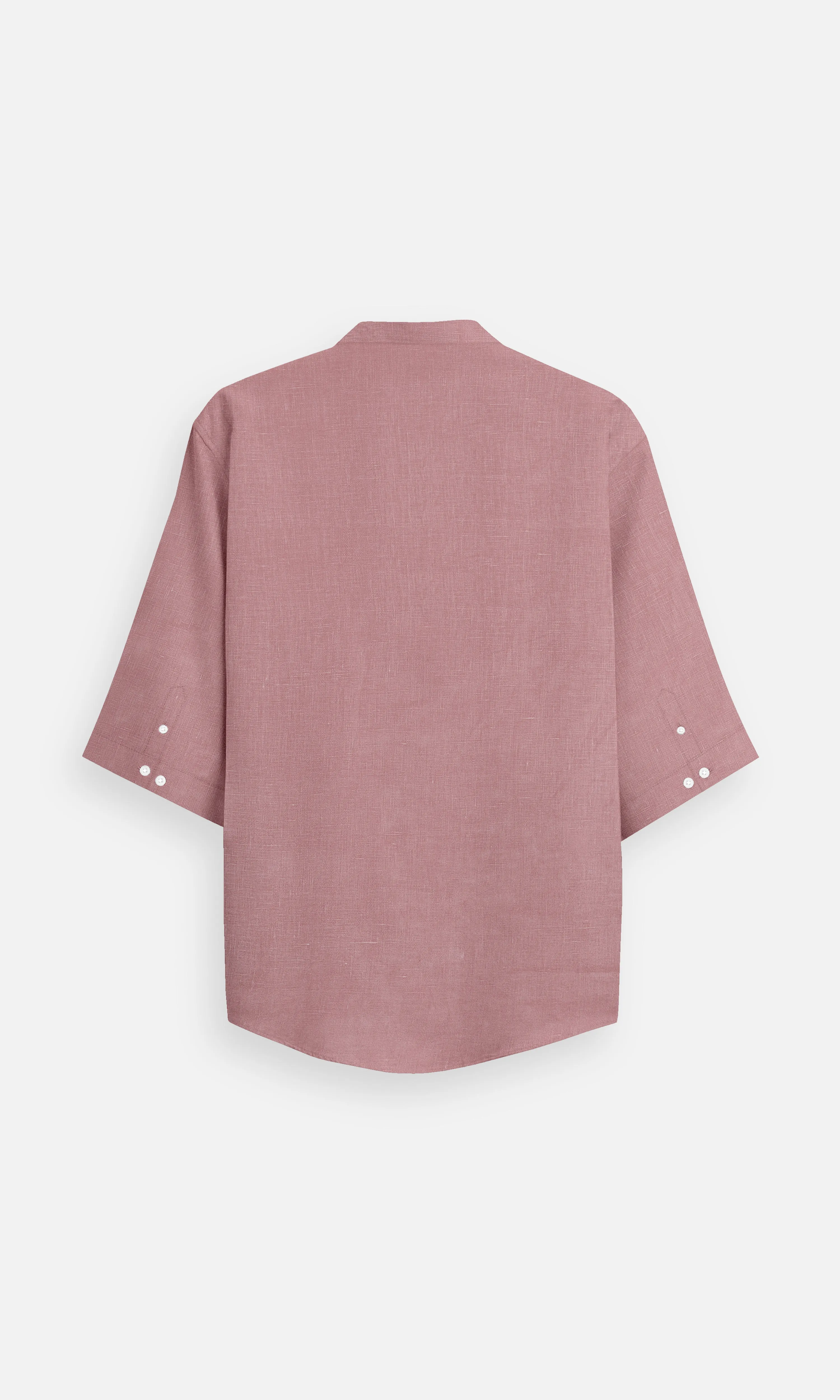 Soft Mauve Plain Pure Linen Kurta Style Shirt - AddysForMen