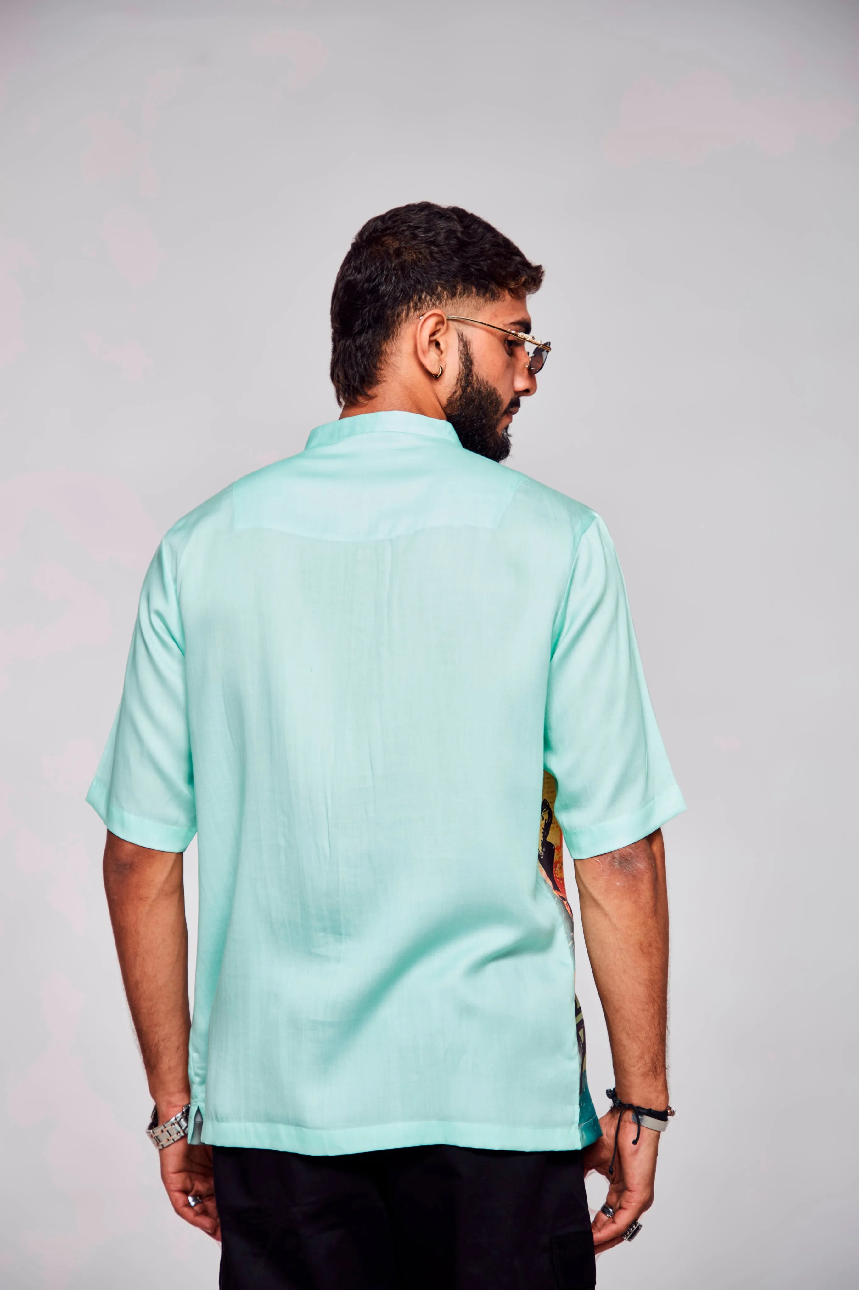 Solitude Serenade Printed Pure Tencel Satin Short Sleeve Shirt