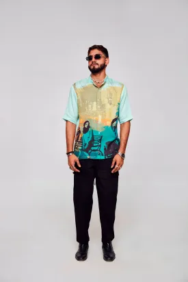 Solitude Serenade Printed Pure Tencel Satin Short Sleeve Shirt