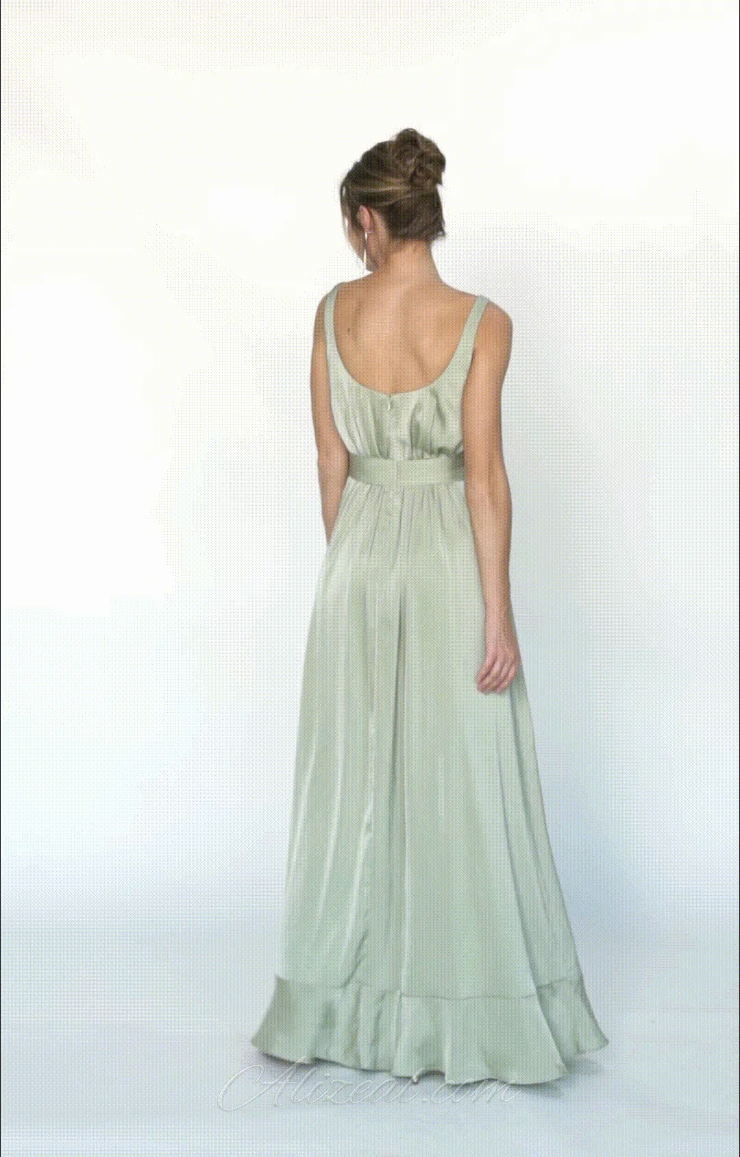 Square-Neck Wide Straps Side Slit A-Line Dresses