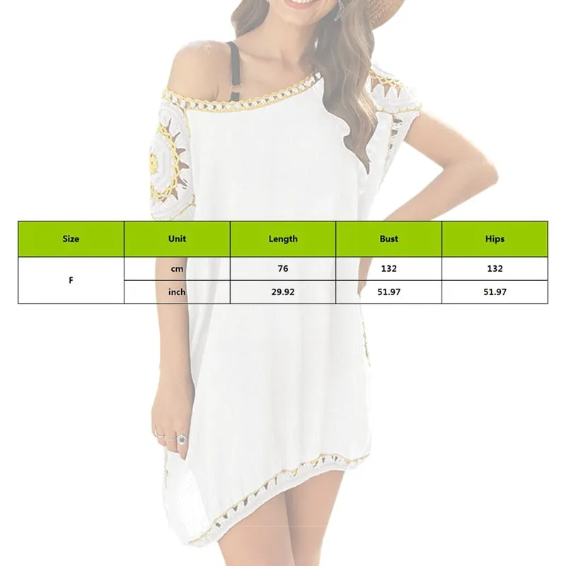 Tassel Tie Crochet Knitted Tunic Beach Cover Up