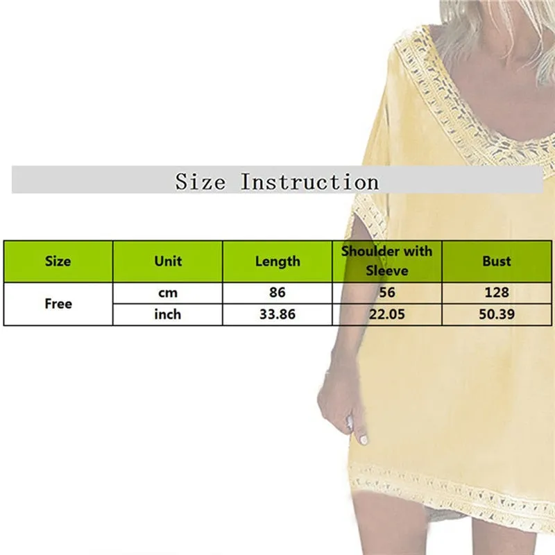 Tassel Tie Crochet Knitted Tunic Beach Cover Up