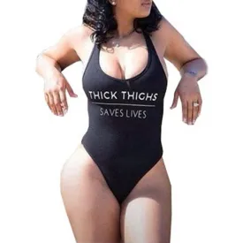 THICK THIGHS SAVE LIVES One Piece Plus Size Swimsuit