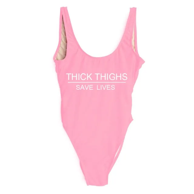 THICK THIGHS SAVE LIVES One Piece Plus Size Swimsuit