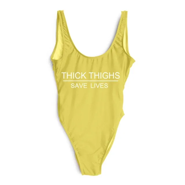THICK THIGHS SAVE LIVES One Piece Plus Size Swimsuit