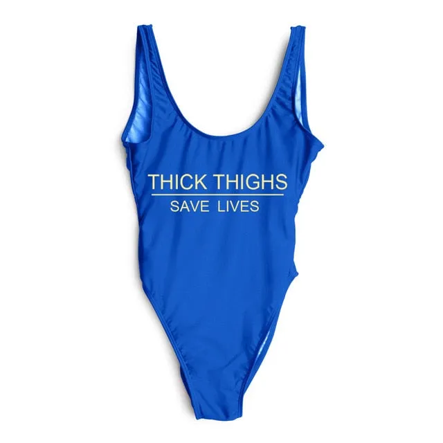 THICK THIGHS SAVE LIVES One Piece Plus Size Swimsuit