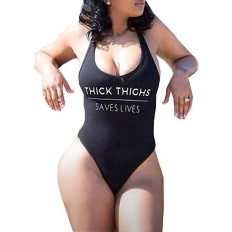 THICK THIGHS SAVE LIVES One Piece Plus Size Swimsuit