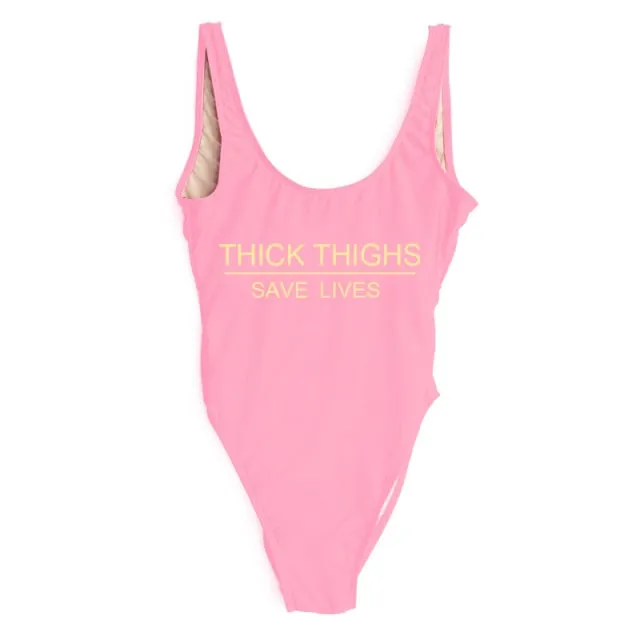 THICK THIGHS SAVE LIVES One Piece Plus Size Swimsuit