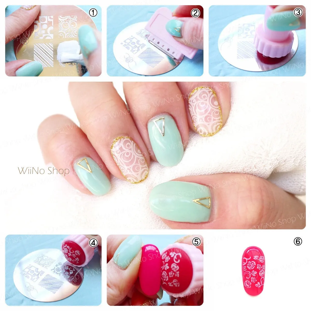 Wagara Pattern Nail Art Stamping Plate Template hehe024