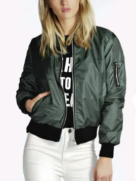 Women's Coats Fashion Zipper Solid Color Long Sleeve Coat